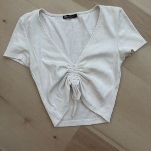 White zara cropped top
